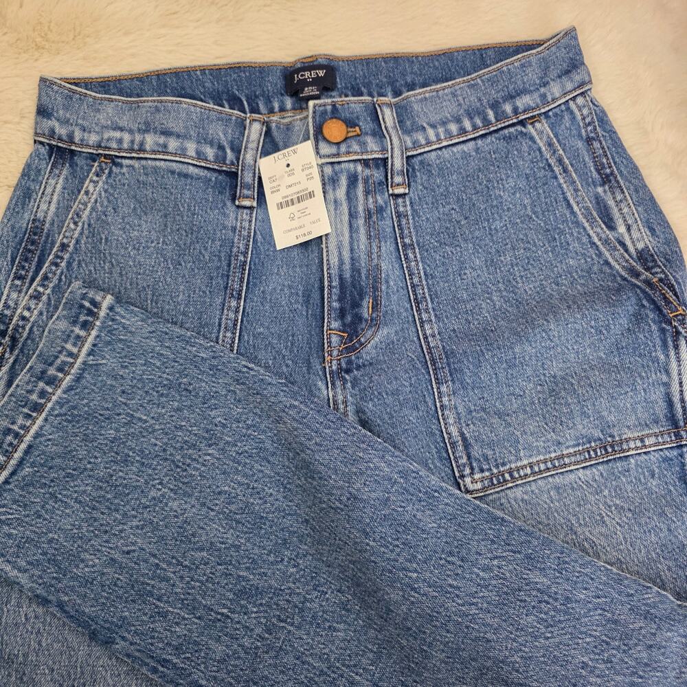 ​J. Crew Utility Jean High Rise Crop Wide Leg Patch Pocket Dark Wash 25P New - Picture 8 of 12